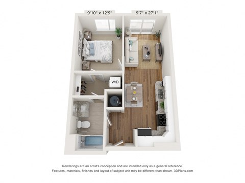 The Shenandoah Floor Plan at The Waterford At Rocketts Landing Apartments, PRG Real Estate, Richmond, VA